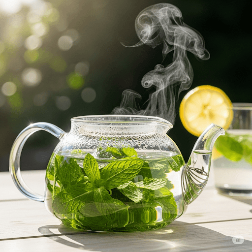 Persian Mint Tea - Refreshing blend of fresh mint leaves with black tea, perfect for hot summer days and after heavy meals.