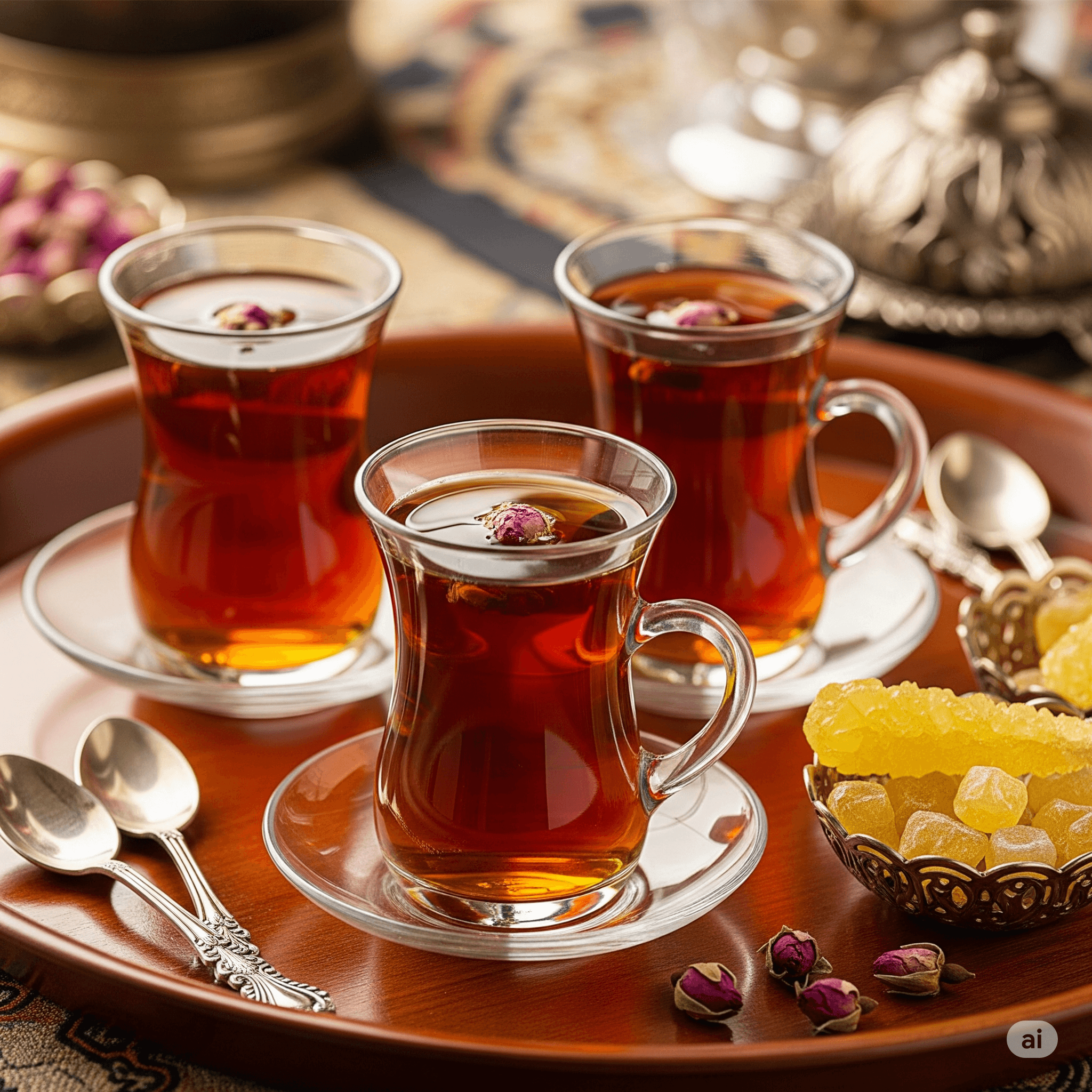 Perfect Persian tea served in traditional glasses